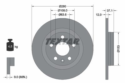 TEXTAR 92323803 Гальмівні диски  для VOLVO XC40 (Вольво Xк40)