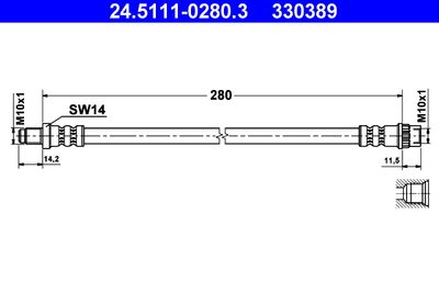 Тормозной шланг ATE 24.5111-0280.3 для RENAULT 19