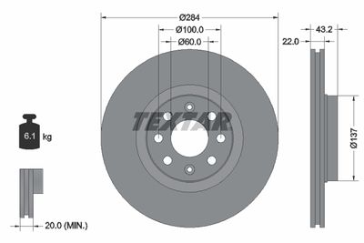 Тормозной диск TEXTAR 92145803 для FIAT GRANDE