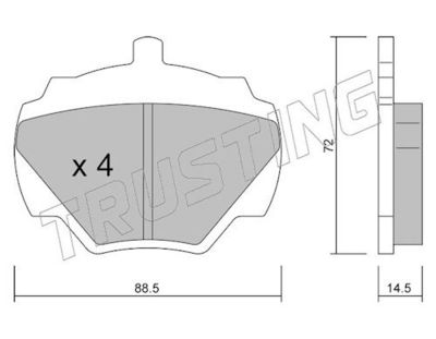 Sada brzdových destiček, kotoučová brzda TRUSTING 362.0