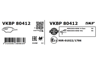 Комплект тормозных колодок, дисковый тормоз VKBP 80412