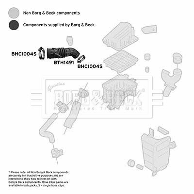 Intake Hose, air filter Borg & Beck BTH1491