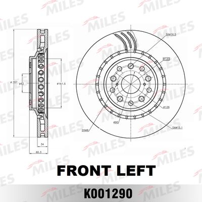 Тормозной диск MILES K001290 для LEXUS LS