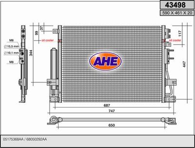 Конденсатор, кондиционер AHE 43498 для CHRYSLER 300C