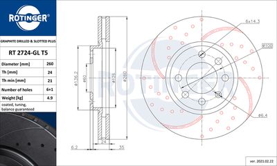спирачен диск ROTINGER RT 2724-GL T5
