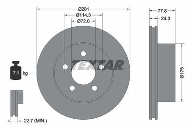 Тормозной диск TEXTAR 92186803 для JEEP CHEROKEE