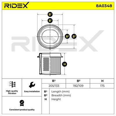 въздушен филтър RIDEX 8A0348