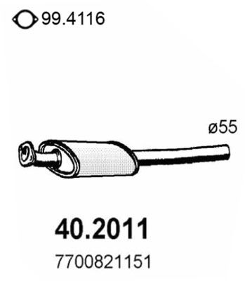 Предглушитель выхлопных газов ASSO 40.2011 для RENAULT SAFRANE