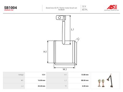 Kolborste, startmotor AS-PL SB1004