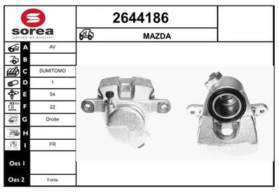 EAI 2644186 Тормозной суппорт  для MAZDA MX-5 (Мазда Мx-5)