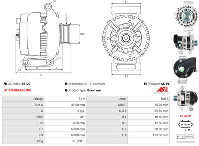 GENERATOR / ALTERNATOR AS-PL A5120 4