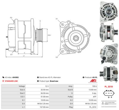 GENERATOR / ALTERNATOR AS-PL A5436S 4