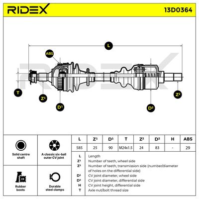 полуоска RIDEX 13D0364