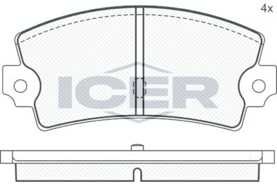 Комплект тормозных колодок, дисковый тормоз ICER 180218 для LANCIA TREVI