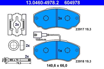 Комплект тормозных колодок, дисковый тормоз ATE 13.0460-4978.2 для FIAT DUCATO