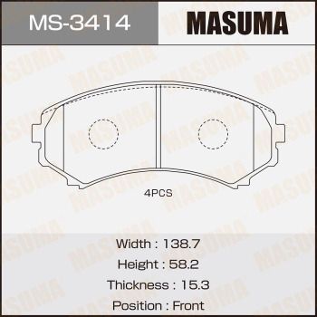 Комплект тормозных колодок MASUMA MS-3414 для MITSUBISHI PROUDIA/DIGNITY
