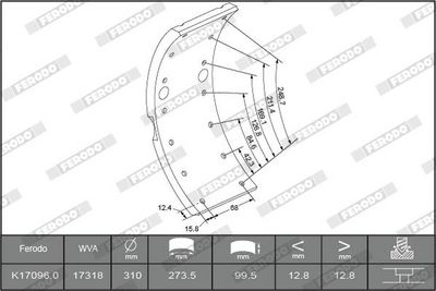 Brake shoe lining Achter (310x100. basis)