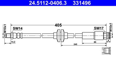 ATE 24.5112-0406.3 Тормозной шланг  для FIAT 500X (Фиат 500x)