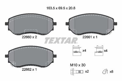 Комплект тормозных колодок, дисковый тормоз TEXTAR 2266001 для MERCEDES-BENZ X-CLASS