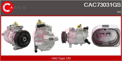 CASCO CAC73031GS Компрессор кондиционера для VW AMAROK (2HA, 2HB, S1B, S6B, S7A, S7B) 2.0 TSI