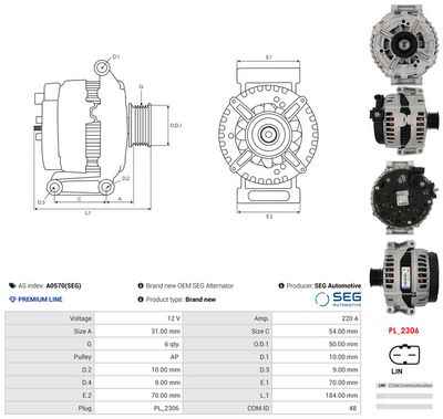 GENERATOR / ALTERNATOR AS-PL A0570SEG 4