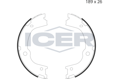 Zestaw szczęk hamulcowych, hamulec postojowy ICER 79PB4049 C