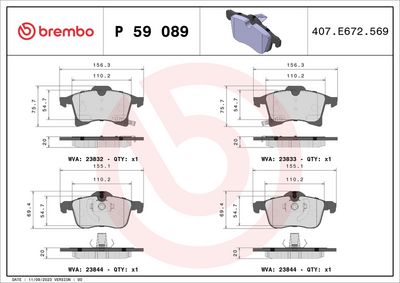 Brake Pad Set, disc brake P 59 089