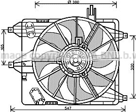 AVA QUALITY COOLING RT7544 Вентилятор системы охлаждения двигателя  для RENAULT THALIA (Рено Тхалиа)