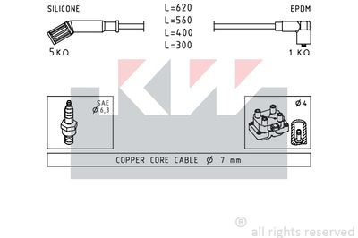 Комплект проводов зажигания KW 359 694 для LANCIA Y10