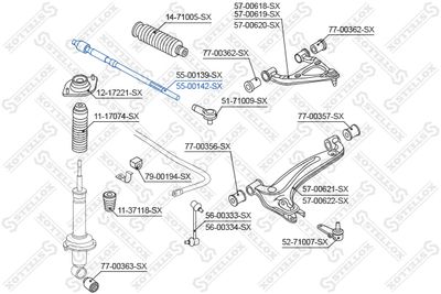 STELLOX 55-00142-SX Наконечник рулевой тяги  для MAZDA MX-5 II (NB) 1.8 16V