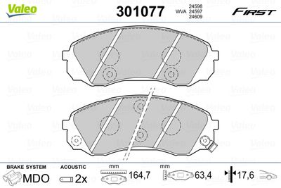 Brake Pad Set, disc brake 301077