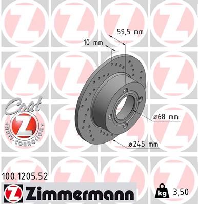 Тормозной диск ZIMMERMANN 100.1205.52