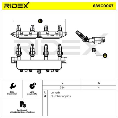 запалителна бобина RIDEX 689C0067