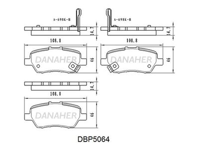 Комплект тормозных колодок, дисковый тормоз DANAHER DBP5064 для HONDA (GAC) ODYSSEY