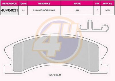 4u 4UP04031 Тормозные колодки и сигнализаторы для JEEP GRAND CHEROKEE II (WJ, WG) 4.7 V8 4x4 4u 4UP04031 Тормозные колодки и сигнализаторы для JEEP GRAND CHEROKEE II (WJ, WG) 4.7 V8 4x4