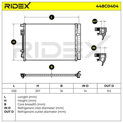 кондензатор, климатизация RIDEX 448C0404