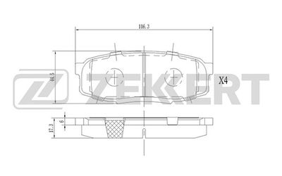 Комплект тормозных колодок, дисковый тормоз ZEKKERT BS-1230 для LEXUS LX