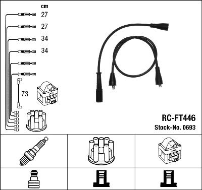 Комплект проводов зажигания NGK 0693 для FIAT 127
