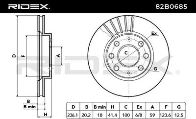 спирачен диск RIDEX 82B0685