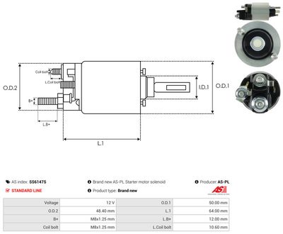 Elektromagnetický spínač, štartér AS-PL SS6147S