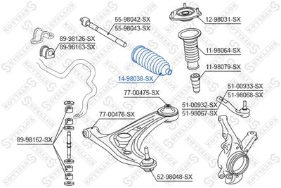 STELLOX 14-98038-SX Пыльник рулевой рейки 
