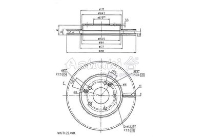ASHUKI by Palidium 0990-0312 Тормозные диски для TOYOTA HILUX VII Пикап (_N1_, _N2_, _N3_) 3.0 D (KUN16)