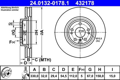 Тормозной диск ATE 24.0132-0178.1 для MERCEDES-BENZ GLE