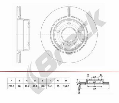 спирачен диск BRECK BR 461 VH100