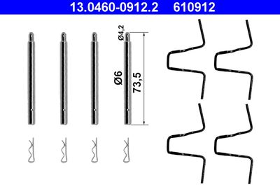 Комплектующие, колодки дискового тормоза ATE 13.0460-0912.2 для MERCEDES-BENZ СЕДАН