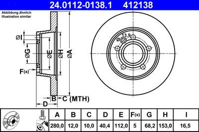 Тормозной диск ATE 24.0112-0138.1 для VW TRANSPORTER
