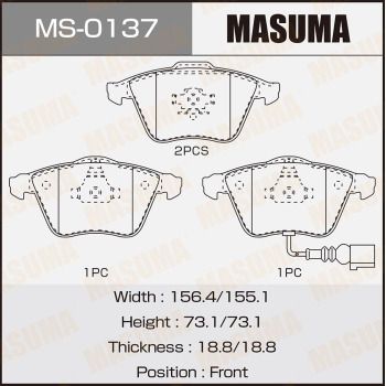 MASUMA MS-0137 Тормозные колодки барабанные  для VOLVO V50 (Вольво В50)