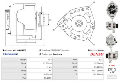 GENERATOR / ALTERNATOR AS-PL A6199DENSO 4