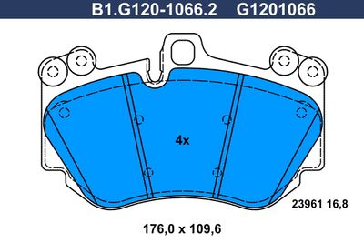 Комплект тормозных колодок, дисковый тормоз GALFER B1.G120-1066.2 для PORSCHE CAYENNE