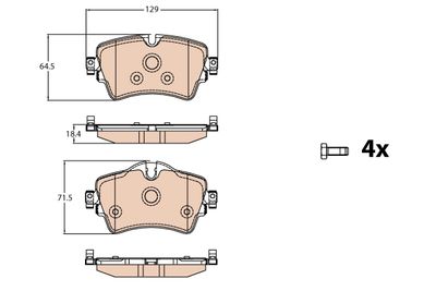 Комплект тормозных колодок, дисковый тормоз TRW GDB2087 для BMW X1